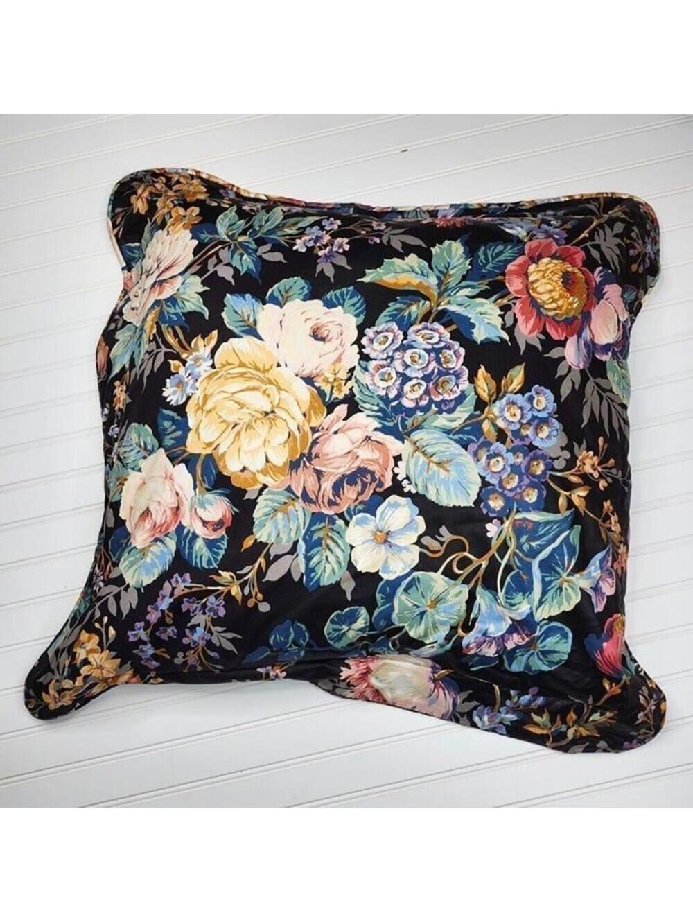Croscill 24x24 Floral Throw Pillow Black Multicolor Decorative Accent